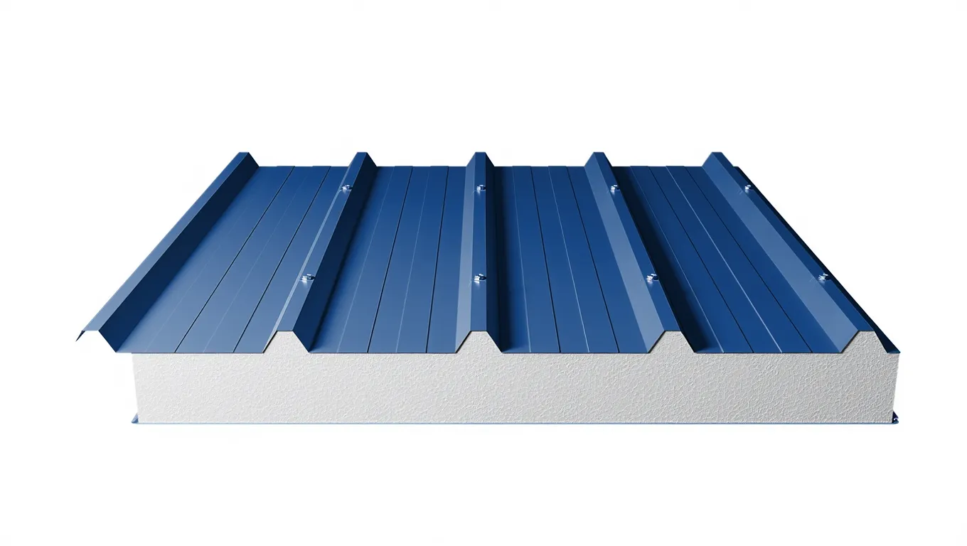 Кровельная сэндвич-панель с пенополистиролом 100 мм цвет RAL (полиэстер) верх 0,5 мм / низ 0,7 мм (ширина 1000 мм)
